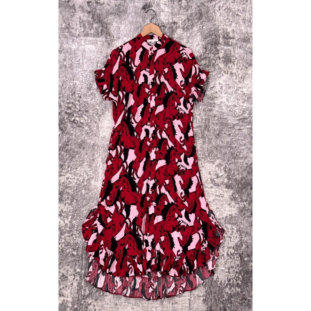 Anthropologie Red and Black Midi Dress